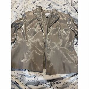 David's Bridal Women's Silver Beaded Formal Jacket Size M